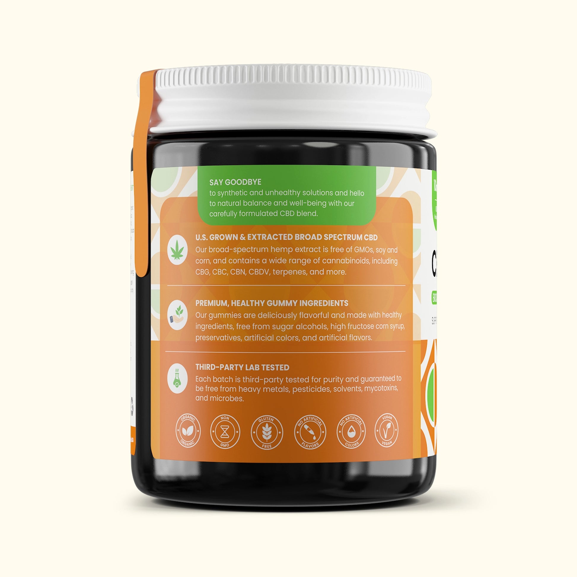 Colorado Botanicals 10mg CBD Gummies for Pain Anxiety Sleep Organic Vegan Gluten-Free Gummy Side View Strawberry Flavor