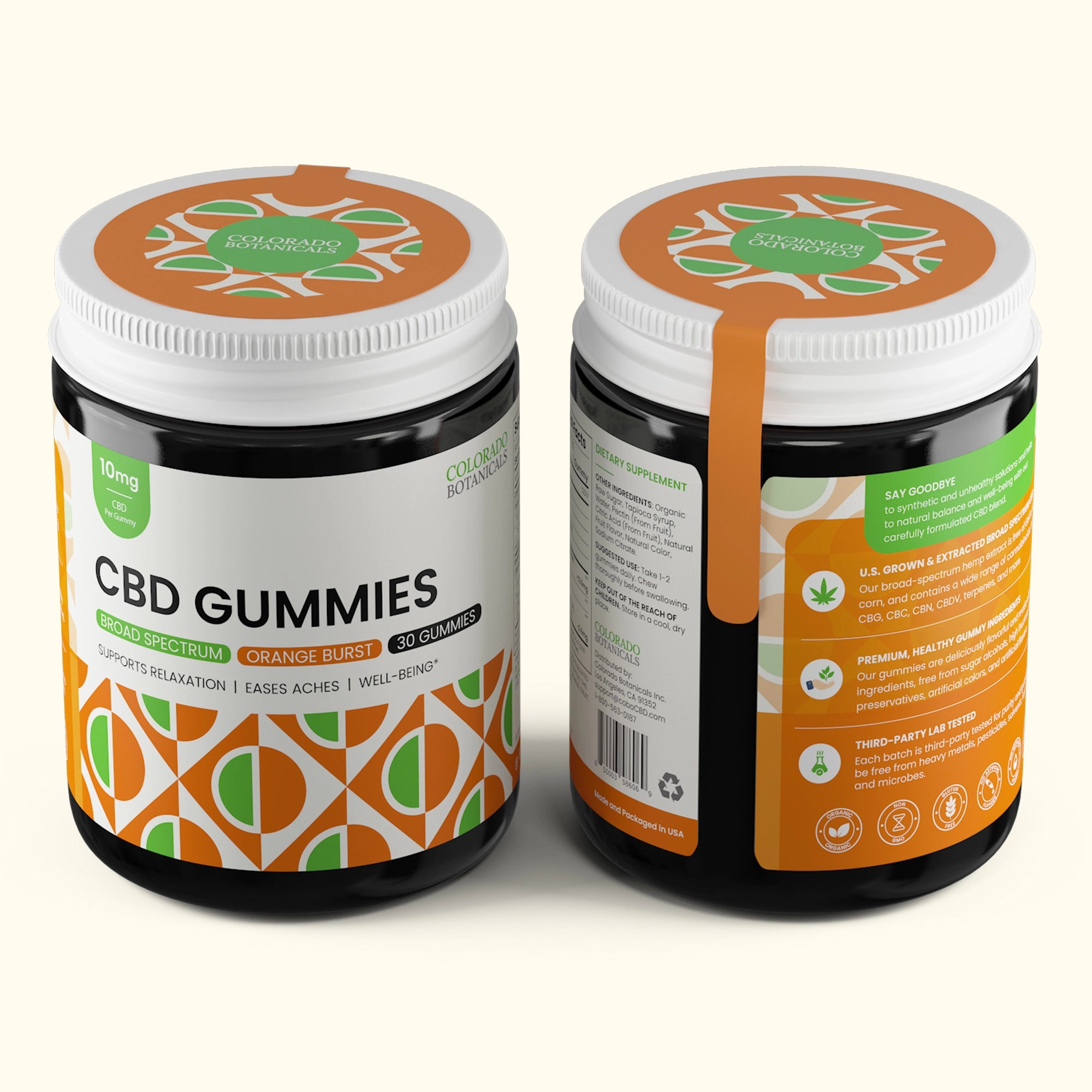Colorado Botanicals CBD Gummies for Pain Anxiety Sleep Organic Vegan Gluten-Free Gummy Top View