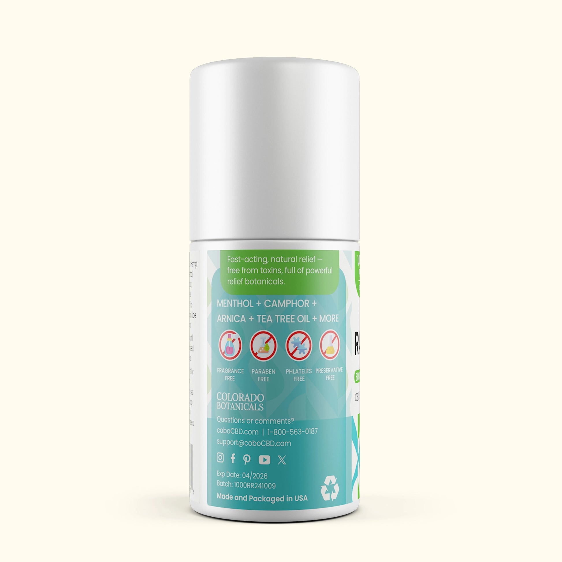 1,000mg Rapid Relief CBD Roll-On (Alleviate) - Colorado Botanicals
