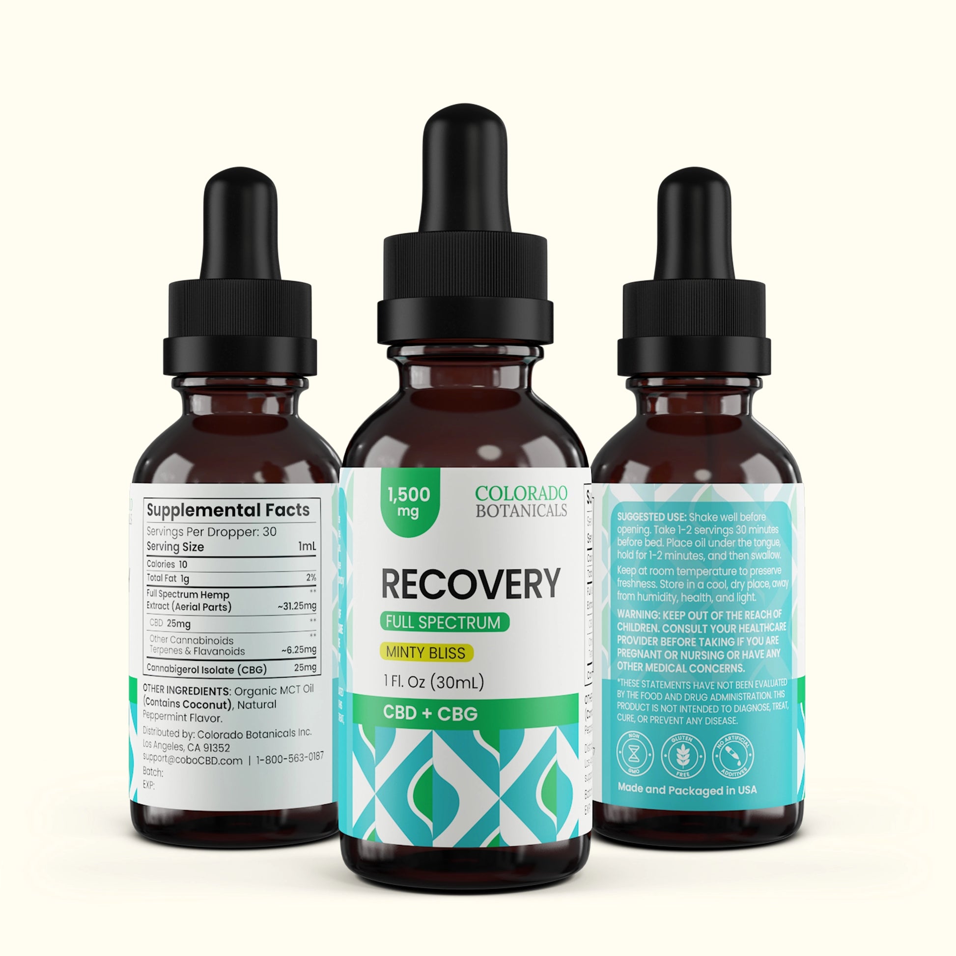 Recovery 1,500mg CBG + Full Spectrum CBD Oil - Colorado Botanicals
