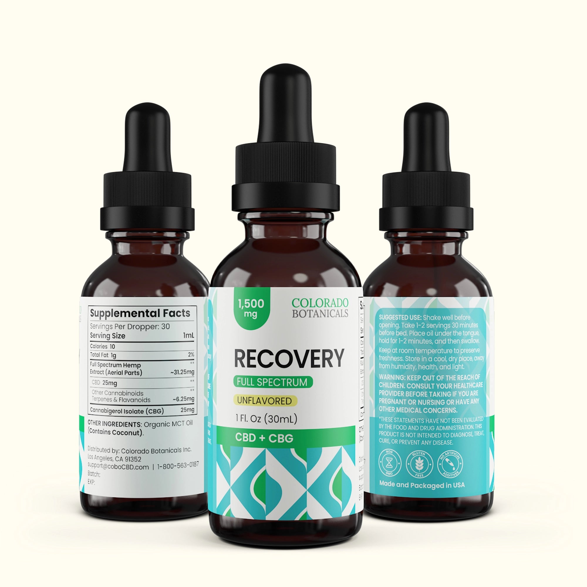 Recovery 1,500mg CBG + Full Spectrum CBD Oil - Colorado Botanicals