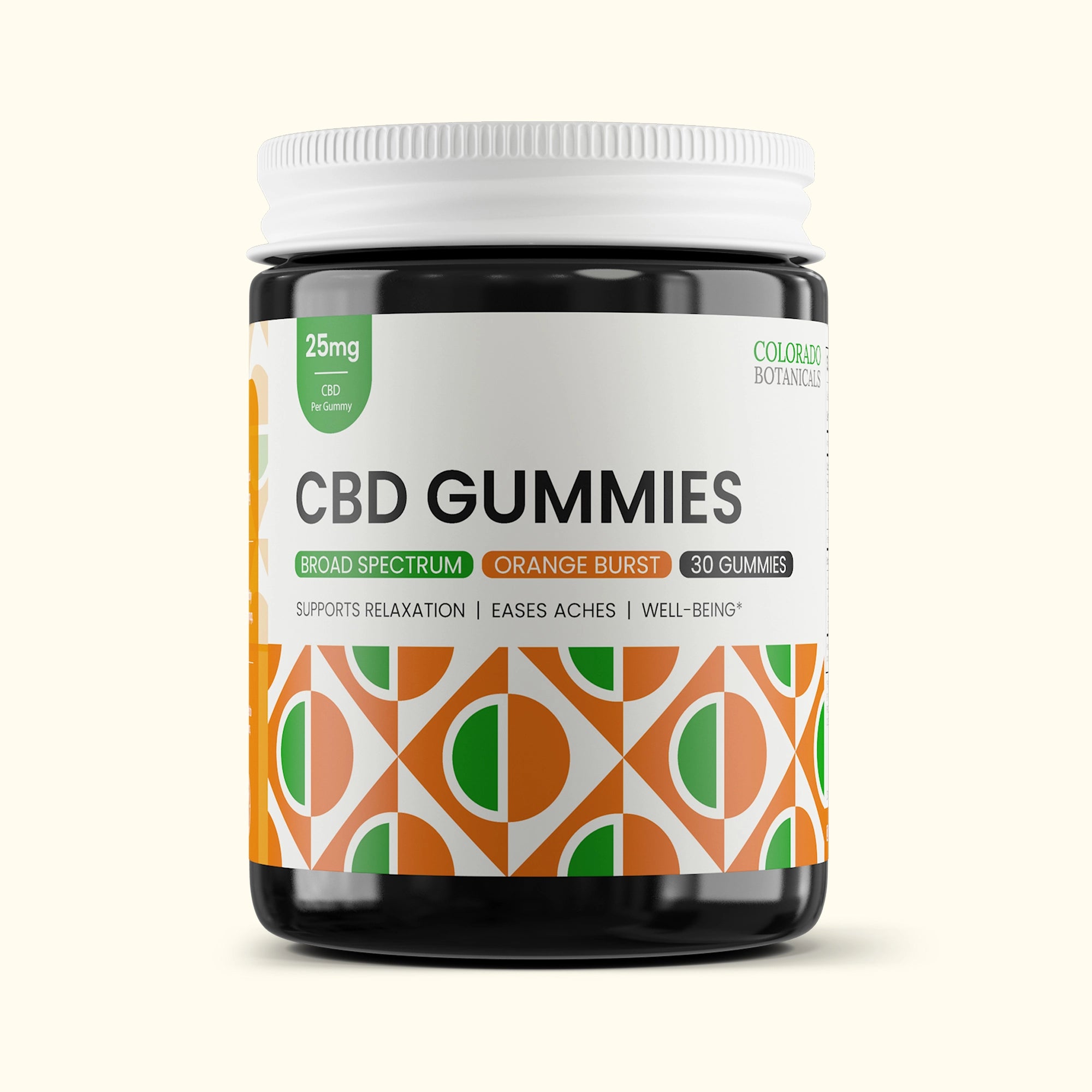 Colorado Botanicals 25mg CBD Gummies in Orange Burst Flavor for sleep mood anxiety 30 gummies per bottle