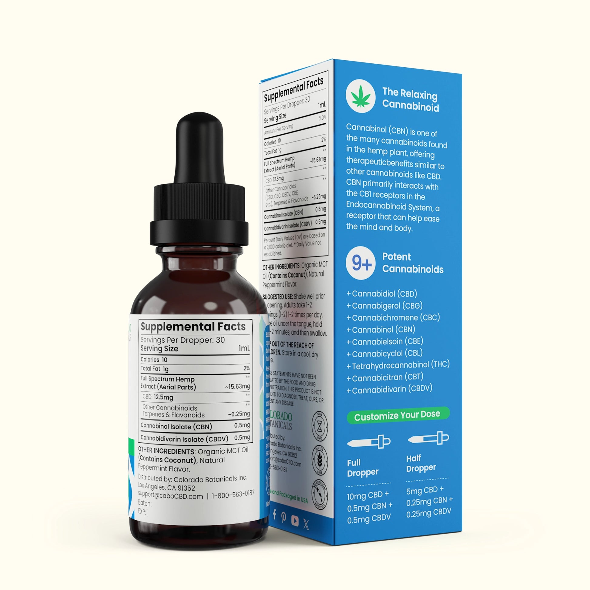 Calm 330mg CBN + CBDV + Full Spectrum CBD Oil - Colorado Botanicals