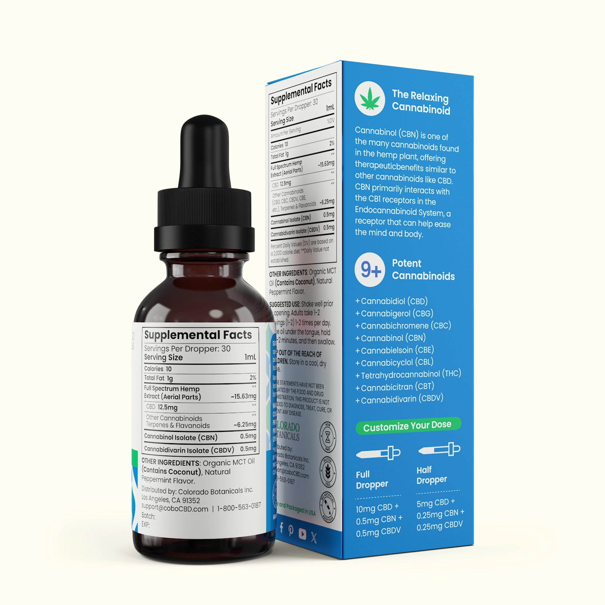 Calm 330mg CBN + CBDV + Full Spectrum CBD Oil - Colorado Botanicals