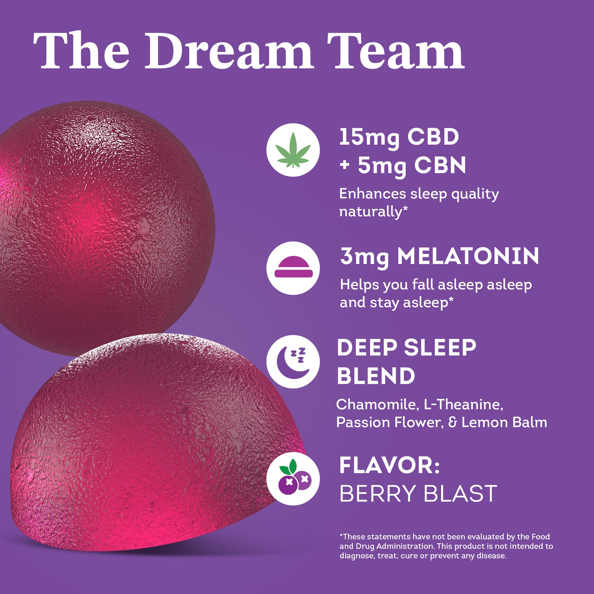 CBD gummies for sleep with CBN melatonin chamomile l-theanine passion flower and lemon balm